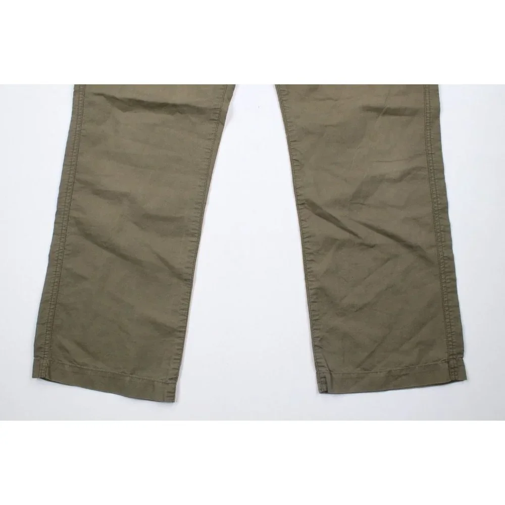 Vintage Banana Republic Mens 33x30 Flat Front Linen Wide Leg Chino Pants Olive